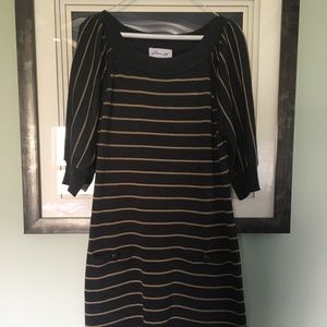 Gray striped sweater dress